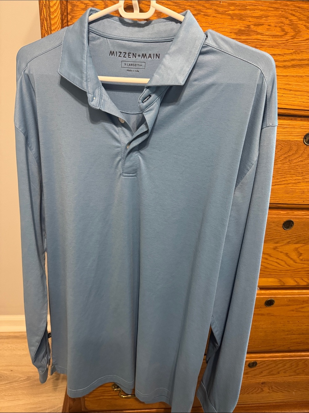 Mizzen+Main Light Blue Long Sleeve Performance Polo